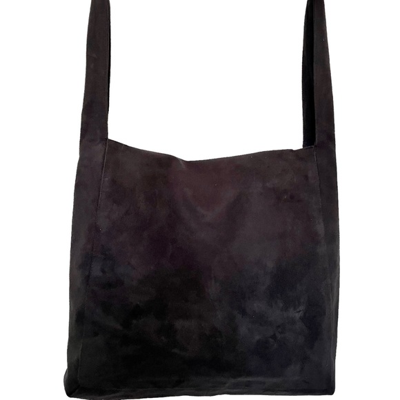 Black Elegant Ultrasuede Handbag Crossbody Messenger/Shoulder Bag Made in Italy - Picture 8 of 14